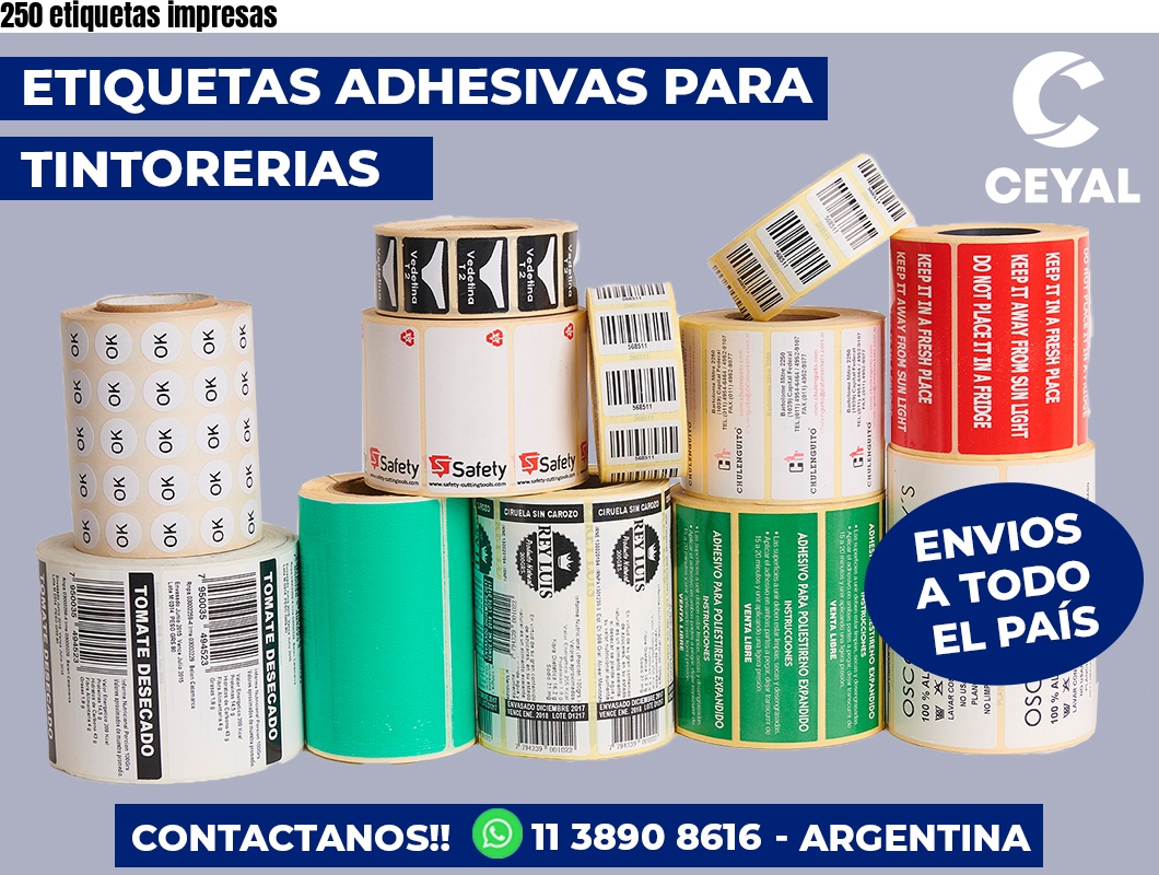 250 etiquetas impresas