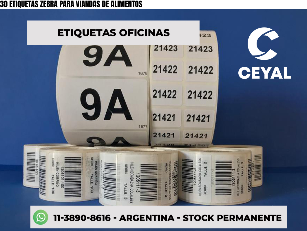 30 ETIQUETAS ZEBRA PARA VIANDAS DE ALIMENTOS