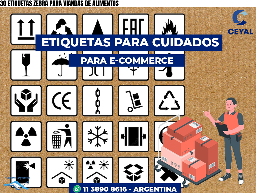 30 ETIQUETAS ZEBRA PARA VIANDAS DE ALIMENTOS
