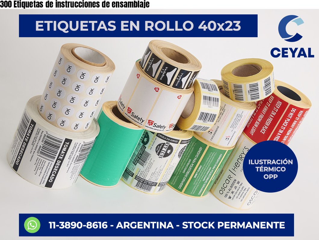 300 Etiquetas de instrucciones de ensamblaje