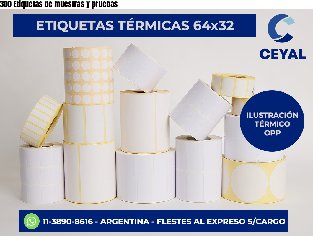 300 Etiquetas de muestras y pruebas
