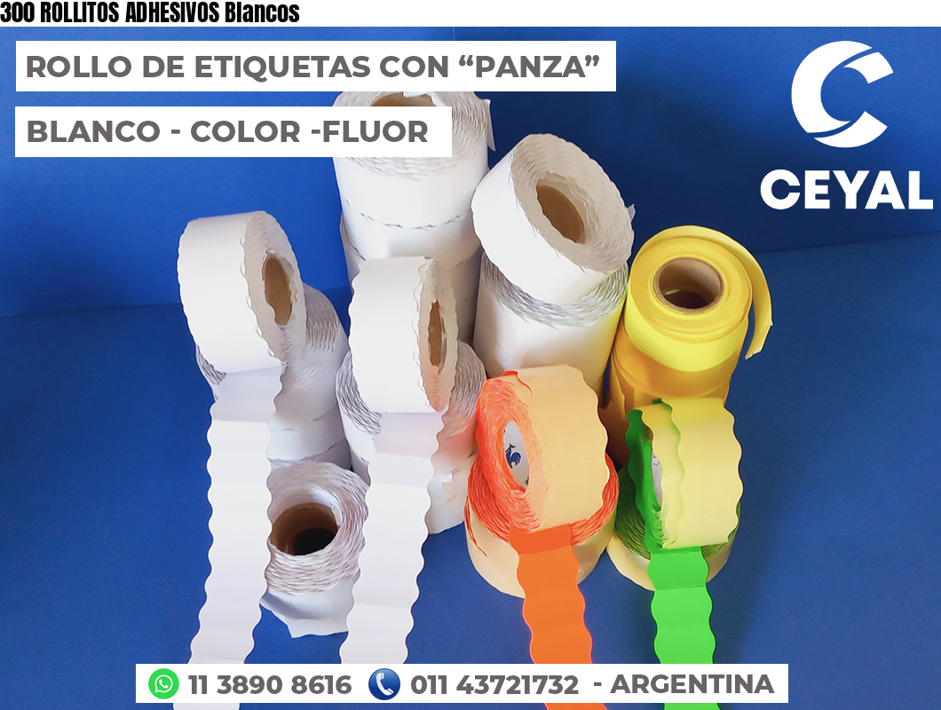 300 ROLLITOS ADHESIVOS Blancos