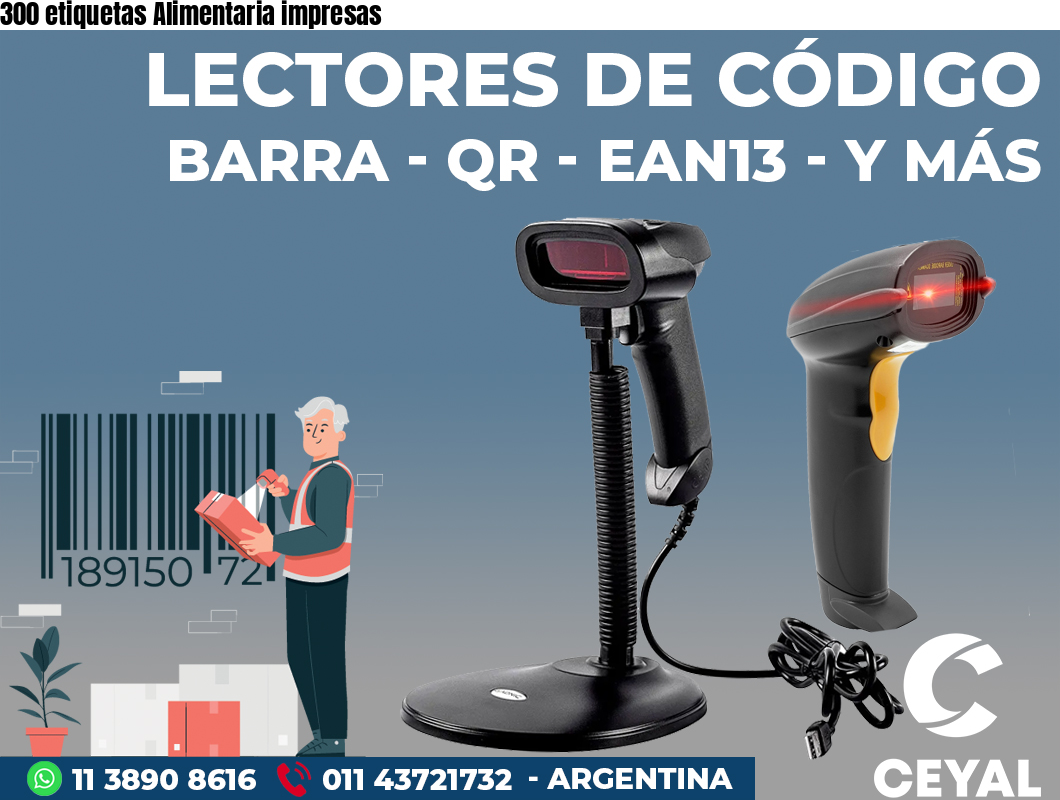 300 etiquetas Alimentaria impresas