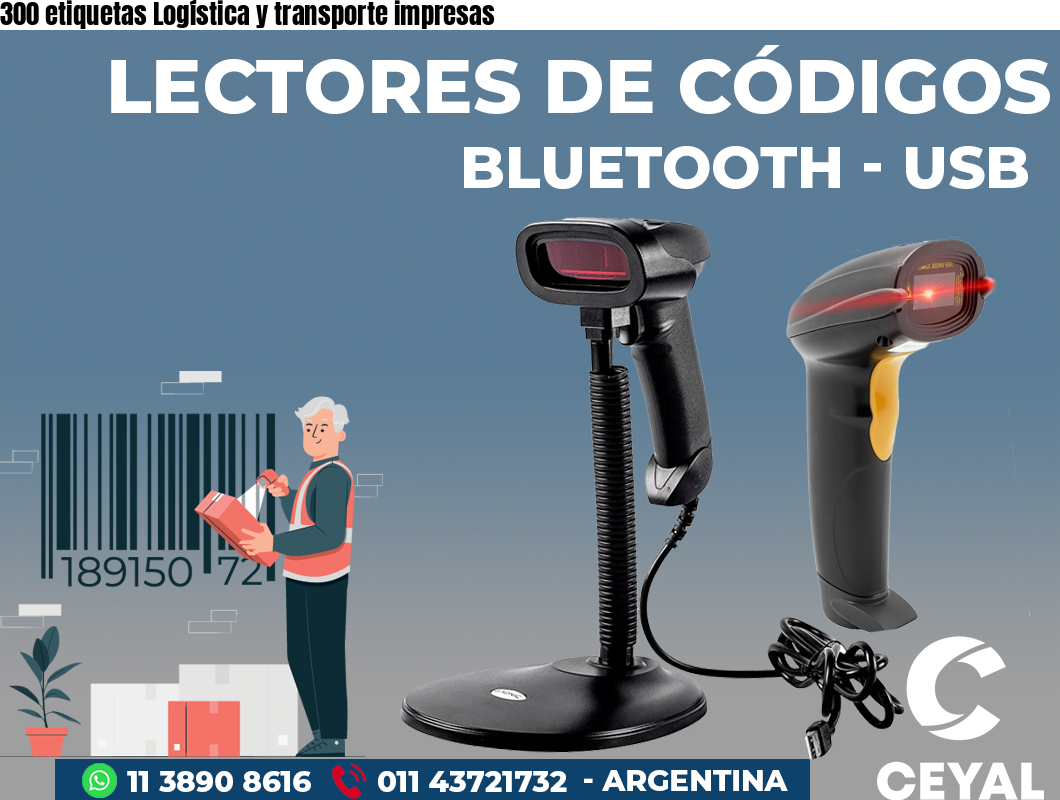 300 etiquetas Logística y transporte impresas