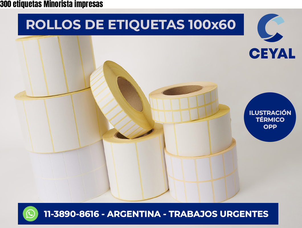 300 etiquetas Minorista impresas