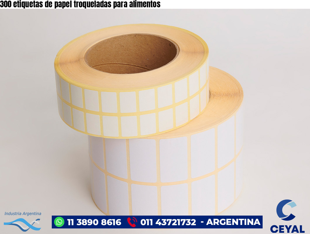 300 etiquetas de papel troqueladas para alimentos