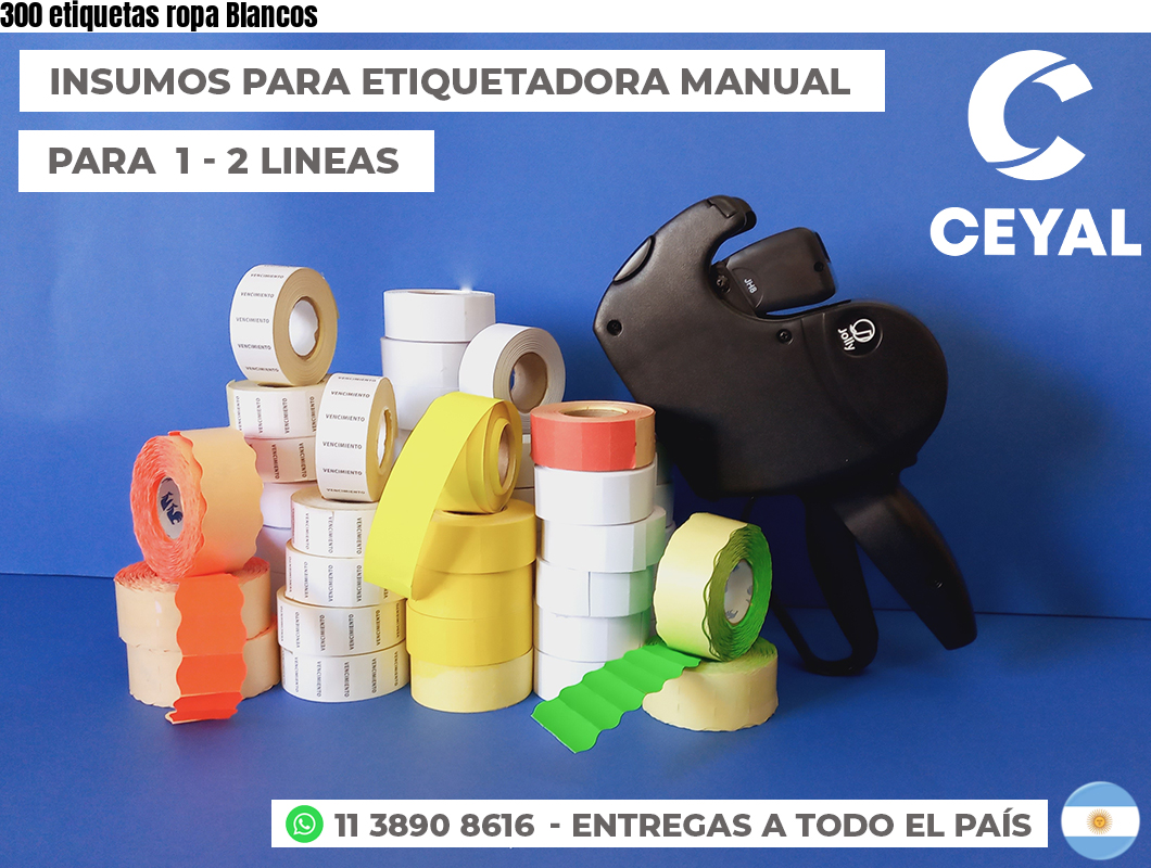 300 etiquetas ropa Blancos