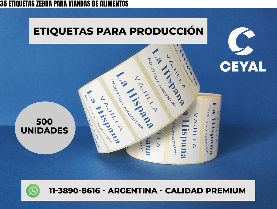 35 ETIQUETAS ZEBRA PARA VIANDAS DE ALIMENTOS
