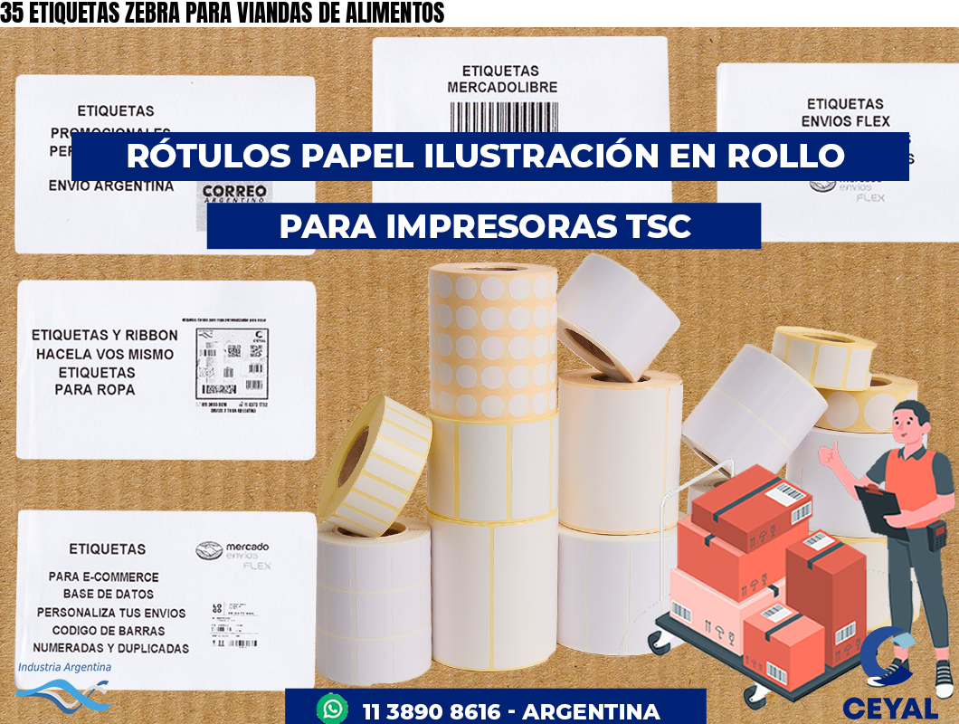 35 ETIQUETAS ZEBRA PARA VIANDAS DE ALIMENTOS