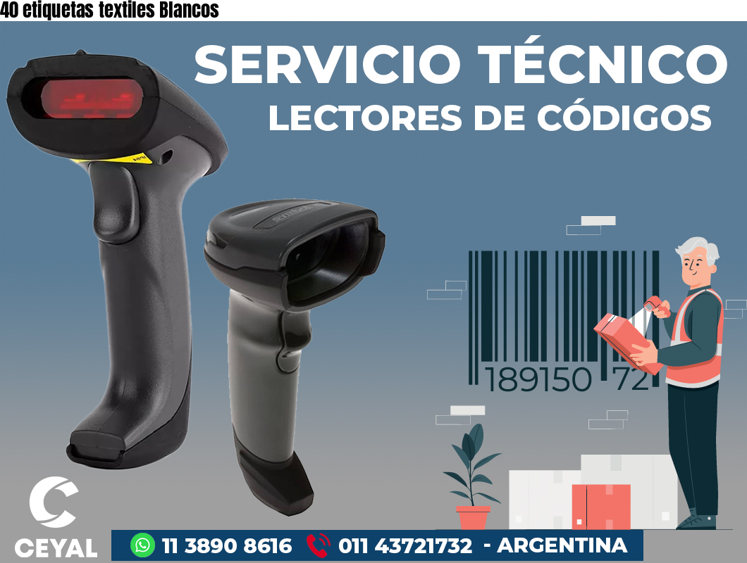40 etiquetas textiles Blancos