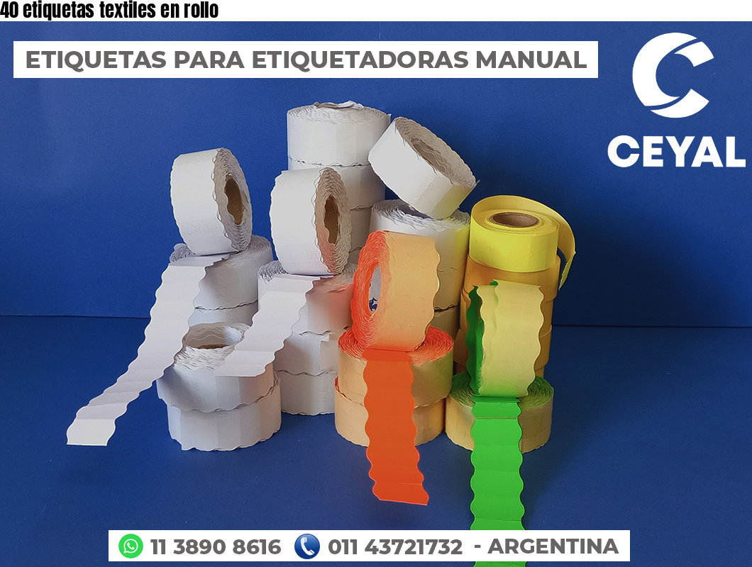 40 etiquetas textiles en rollo