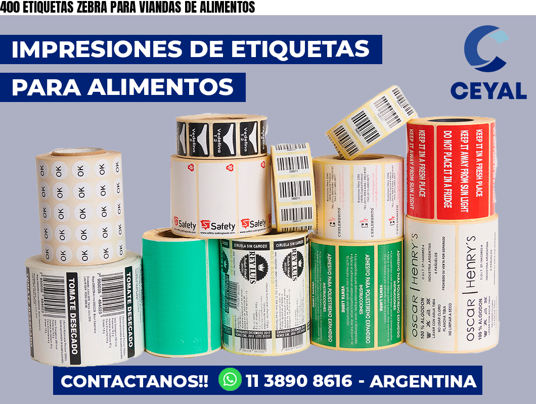 400 ETIQUETAS ZEBRA PARA VIANDAS DE ALIMENTOS