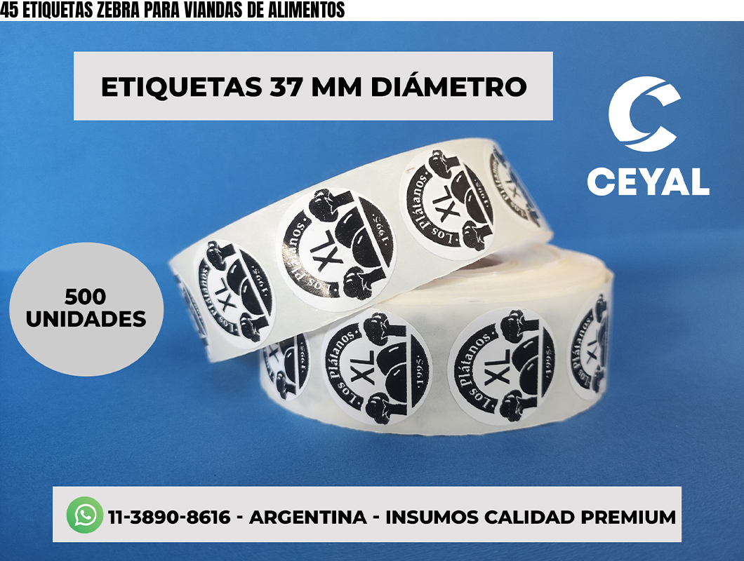 45 ETIQUETAS ZEBRA PARA VIANDAS DE ALIMENTOS