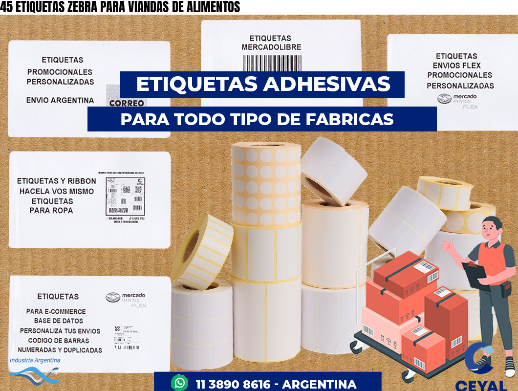45 ETIQUETAS ZEBRA PARA VIANDAS DE ALIMENTOS