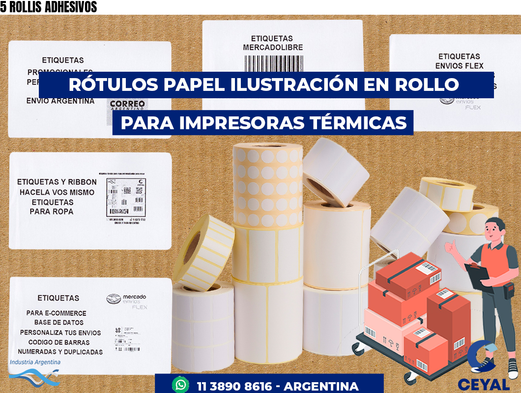 5 ROLLIS ADHESIVOS