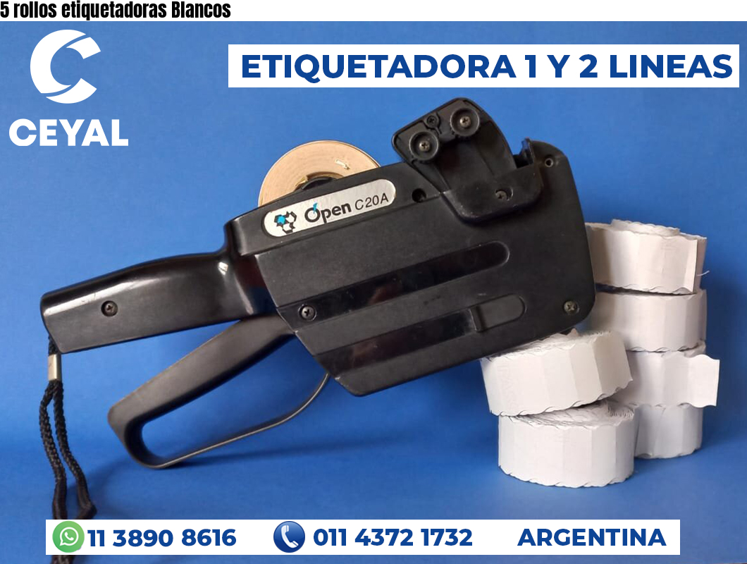 5 rollos etiquetadoras Blancos