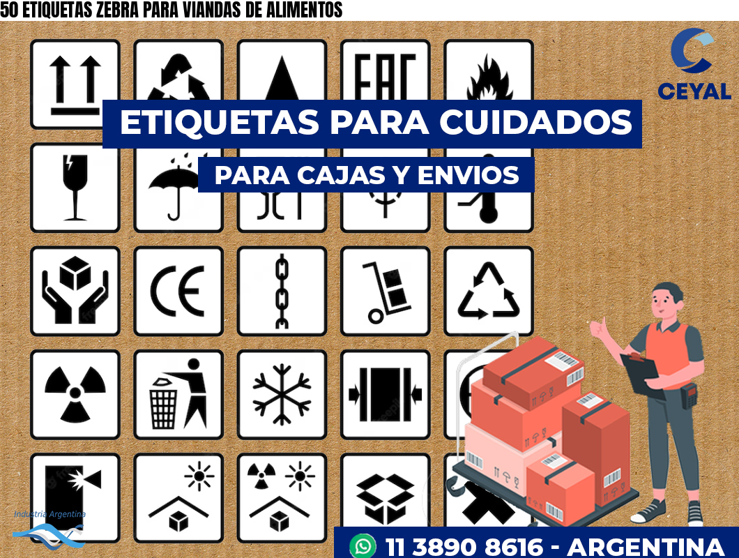 50 ETIQUETAS ZEBRA PARA VIANDAS DE ALIMENTOS