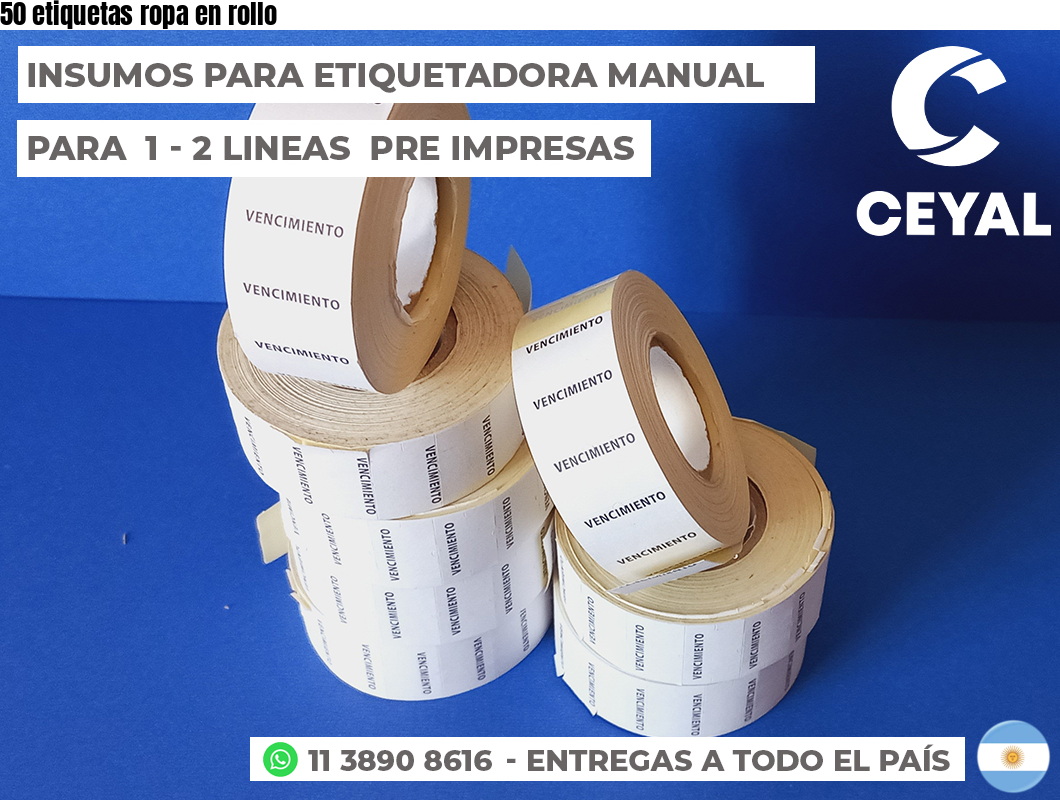 50 etiquetas ropa en rollo