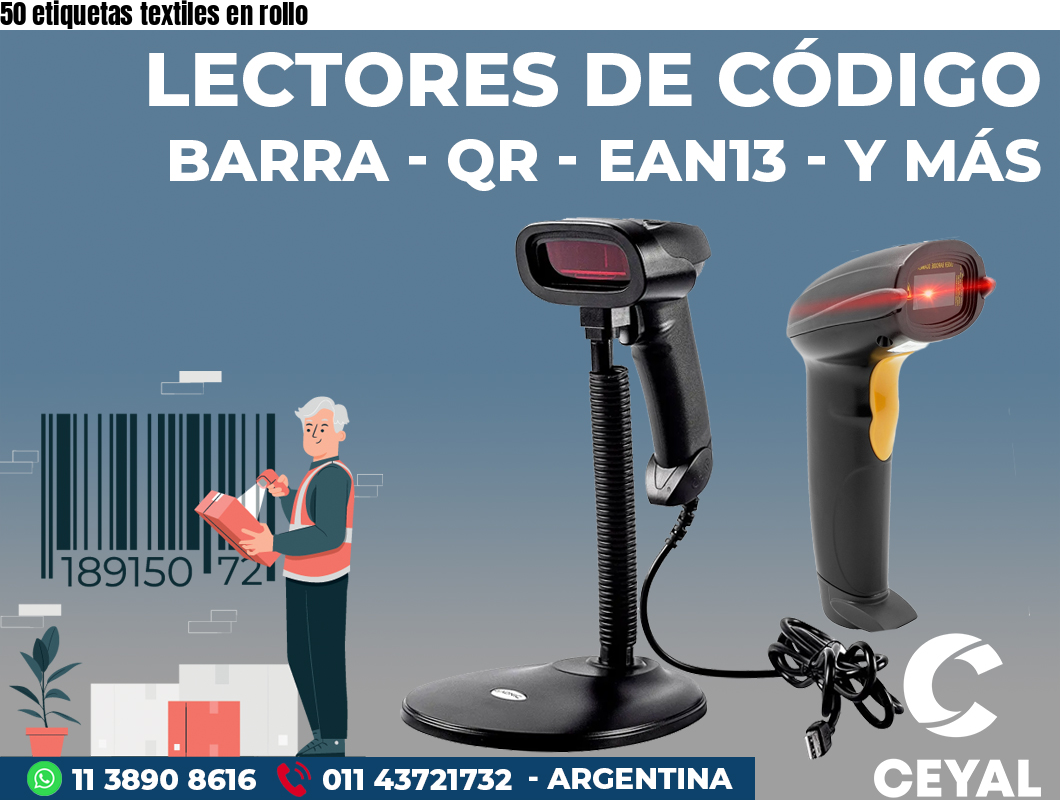 50 etiquetas textiles en rollo