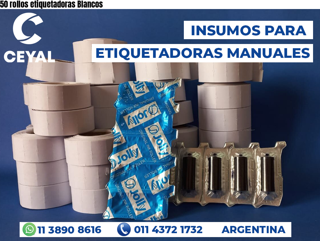 50 rollos etiquetadoras Blancos