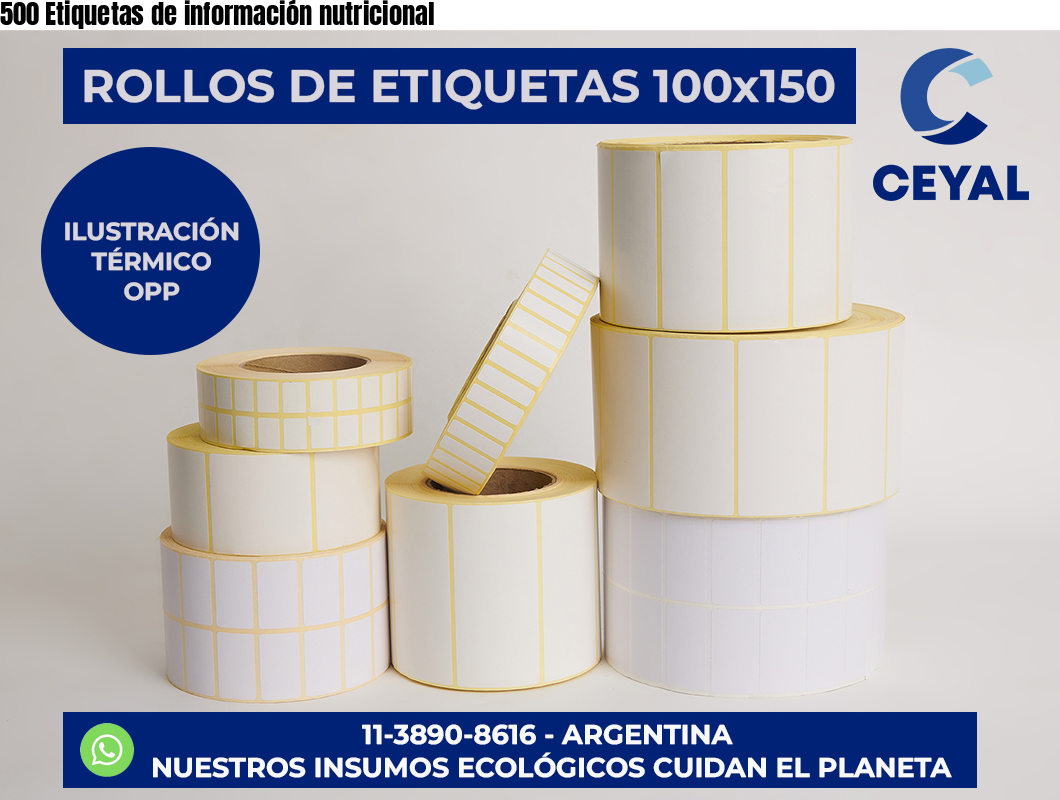 500 Etiquetas de información nutricional