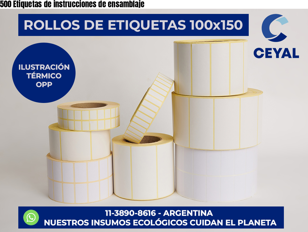 500 Etiquetas de instrucciones de ensamblaje