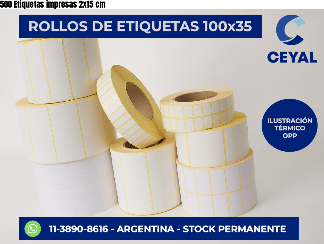 500 Etiquetas impresas 2×15 cm