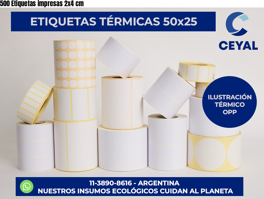 500 Etiquetas impresas 2×4 cm