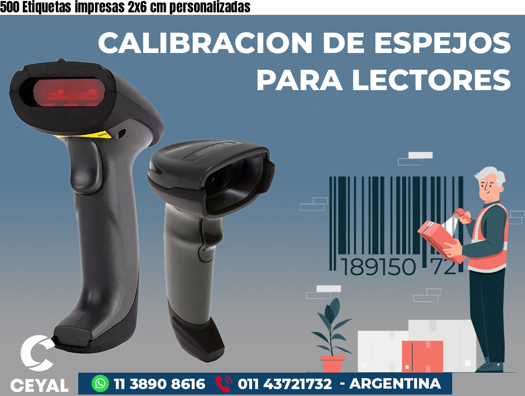 500 Etiquetas impresas 2x6 cm personalizadas