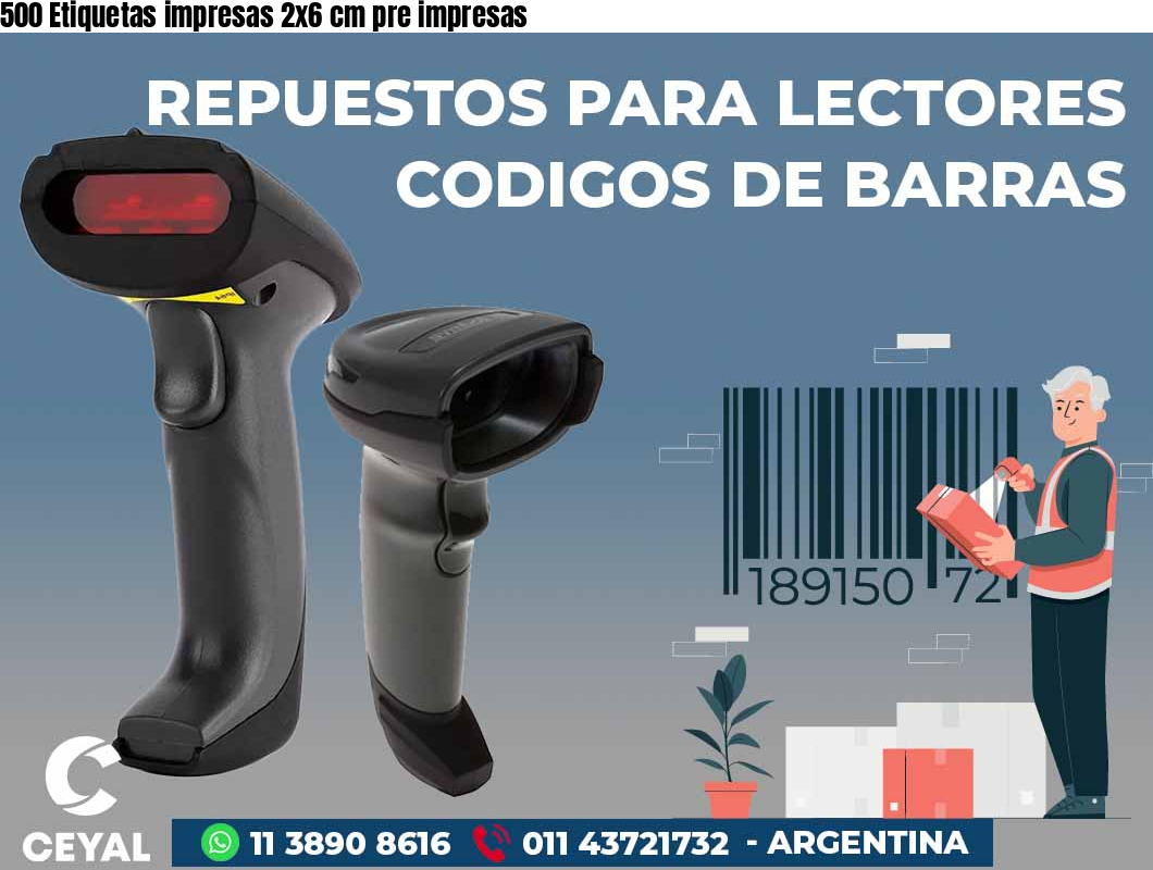500 Etiquetas impresas 2x6 cm pre impresas