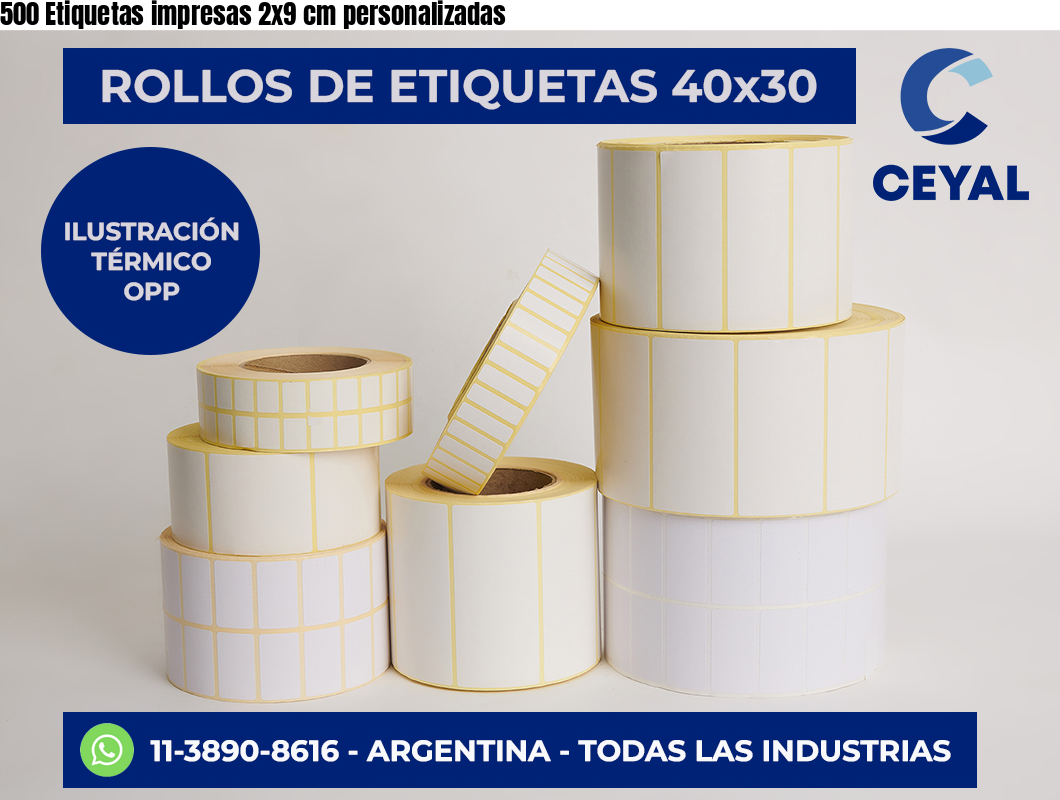 500 Etiquetas impresas 2×9 cm personalizadas