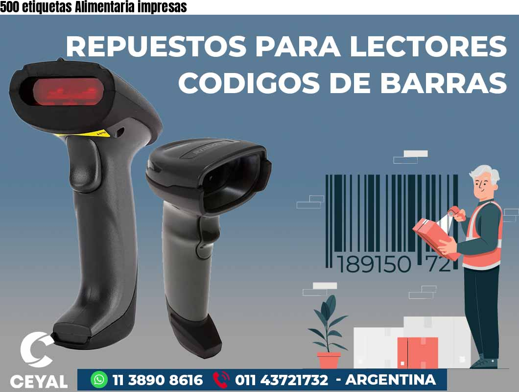 500 etiquetas Alimentaria impresas