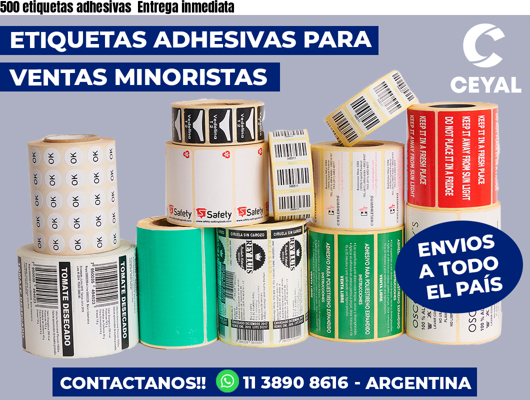 500 etiquetas adhesivas Entrega inmediata