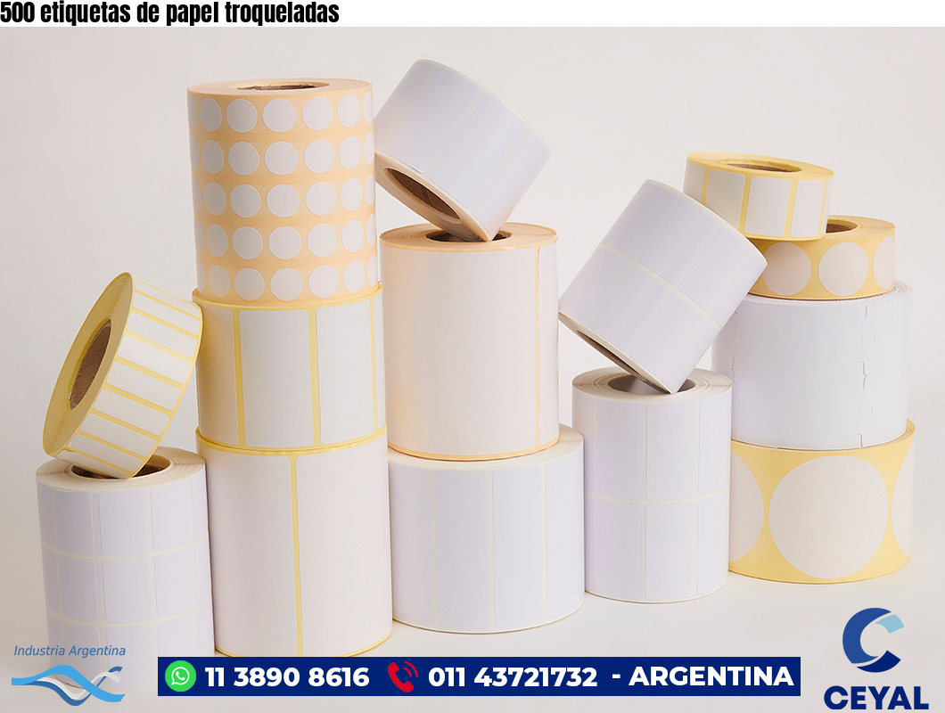 500 etiquetas de papel troqueladas