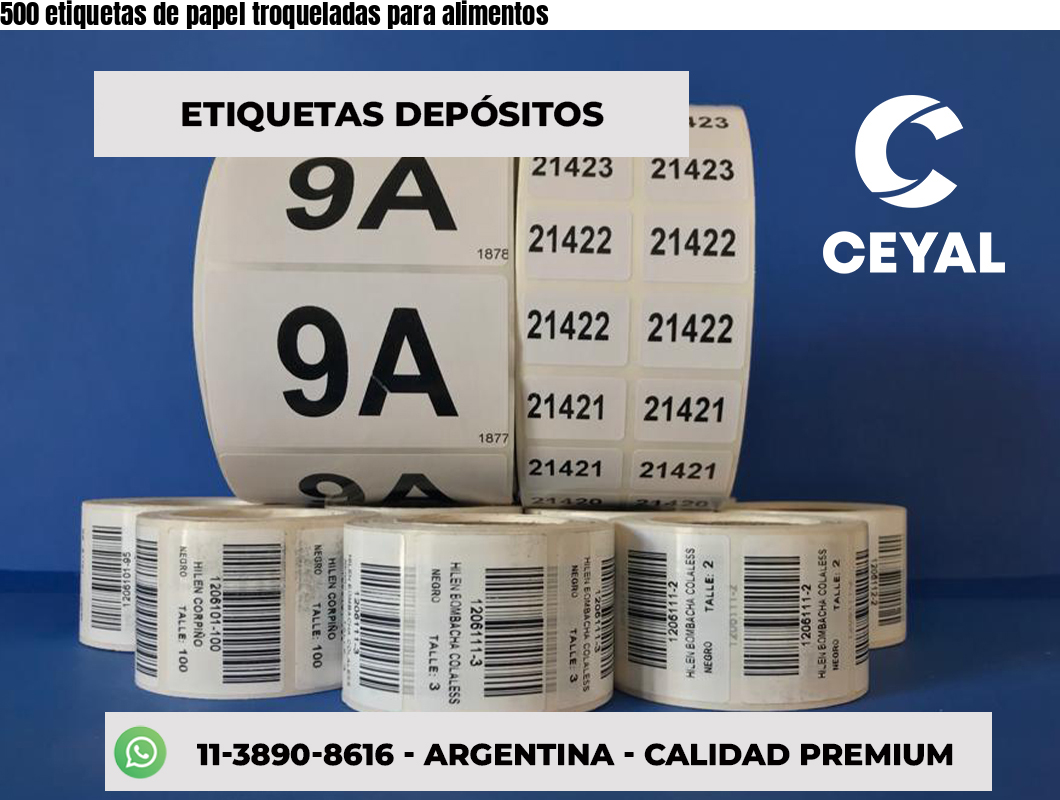 500 etiquetas de papel troqueladas para alimentos