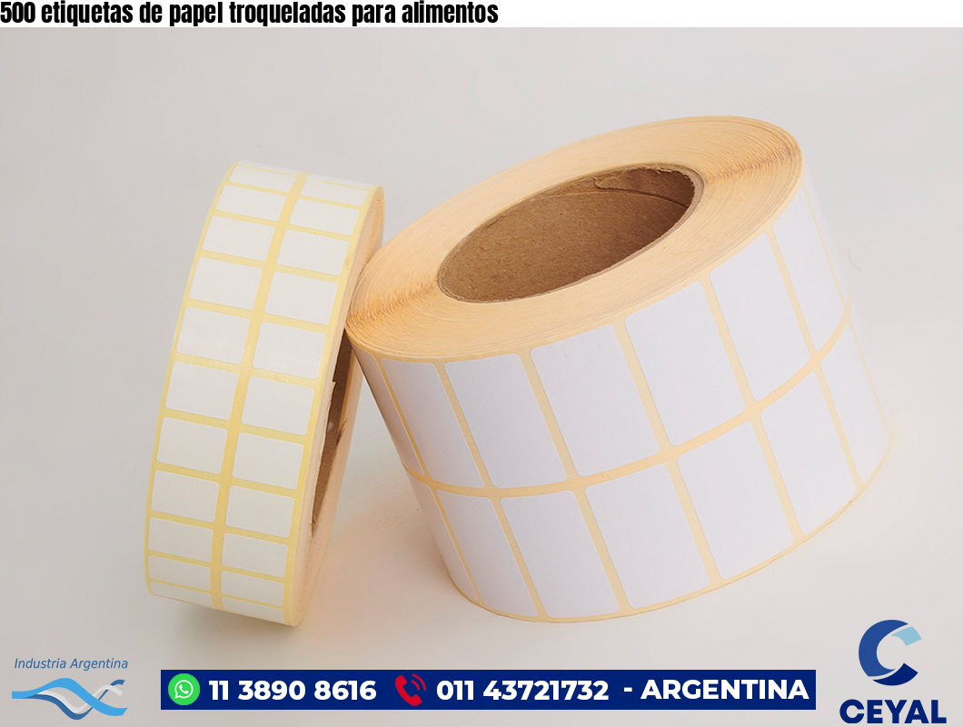 500 etiquetas de papel troqueladas para alimentos