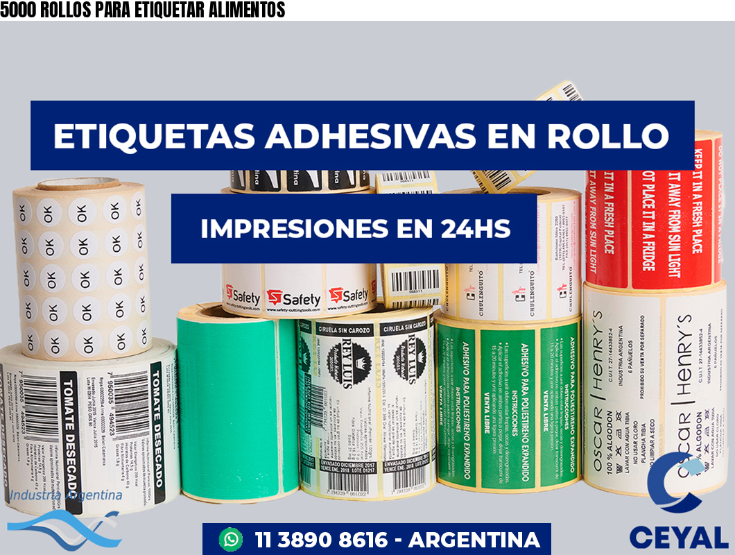 5000 ROLLOS PARA ETIQUETAR ALIMENTOS
