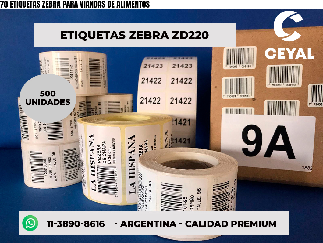 70 ETIQUETAS ZEBRA PARA VIANDAS DE ALIMENTOS