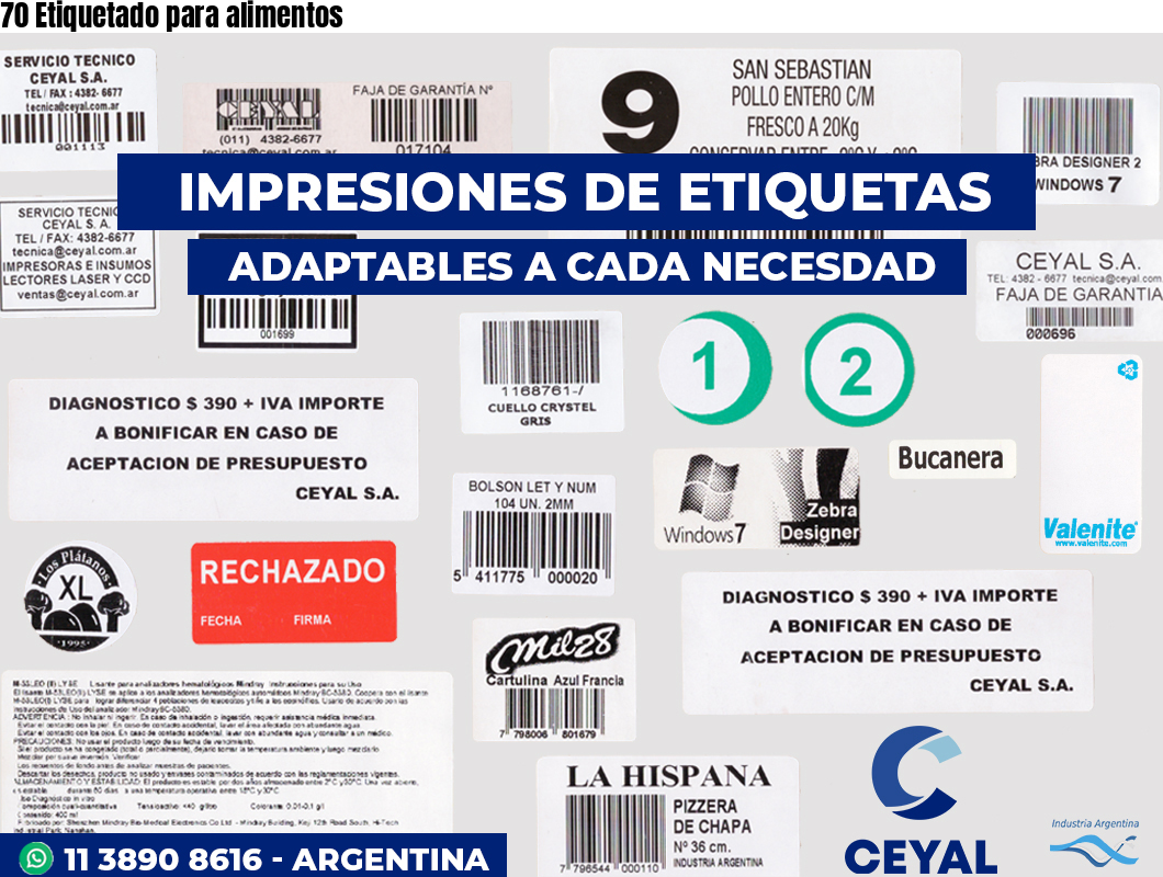 70 Etiquetado para alimentos