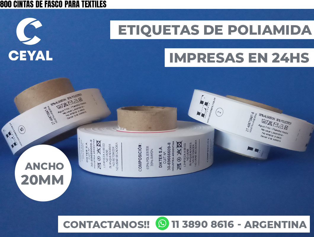 800 CINTAS DE FASCO PARA TEXTILES