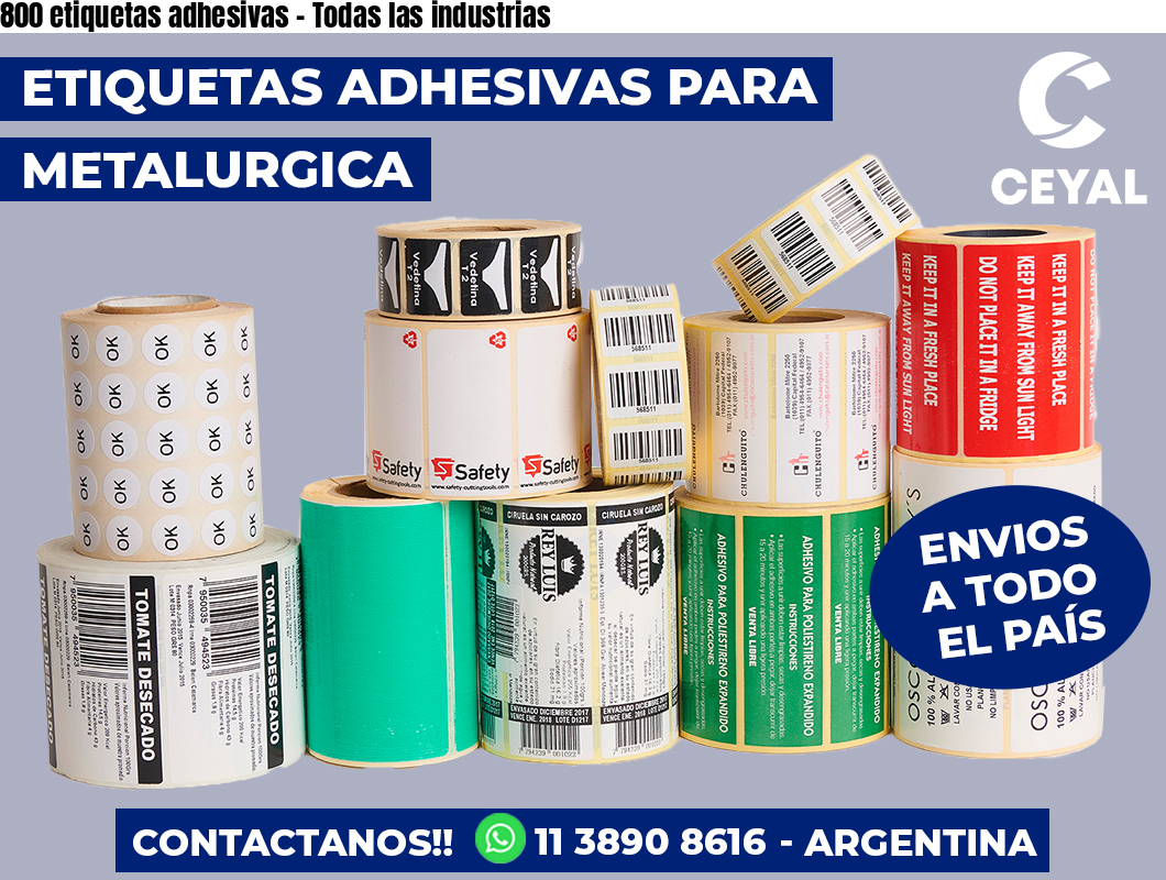 800 etiquetas adhesivas – Todas las industrias