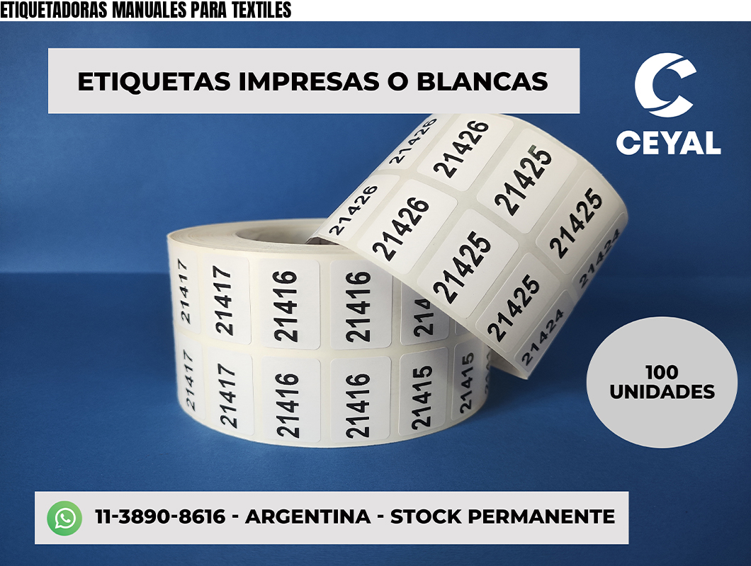 ETIQUETADORAS MANUALES PARA TEXTILES