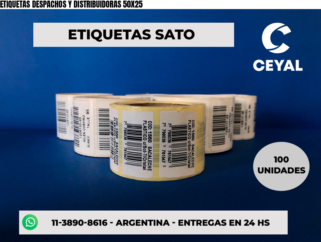 ETIQUETAS DESPACHOS Y DISTRIBUIDORAS 50X25