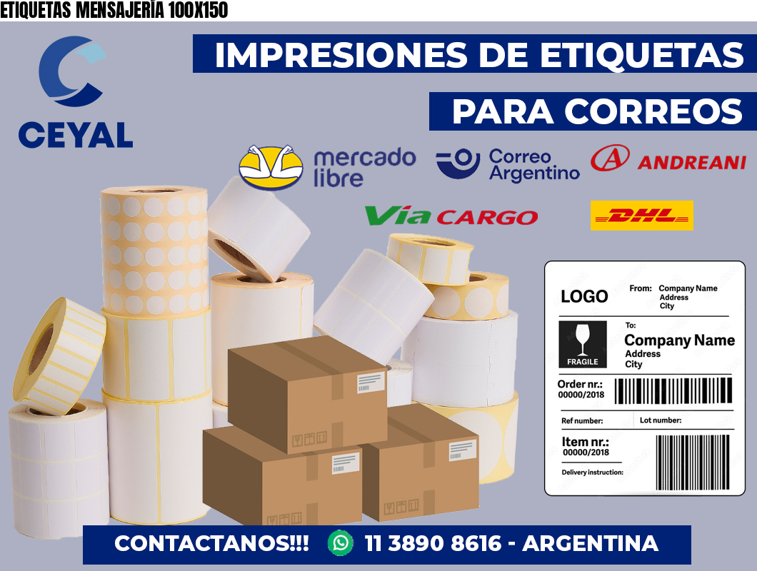 ETIQUETAS MENSAJERÍA 100X150
