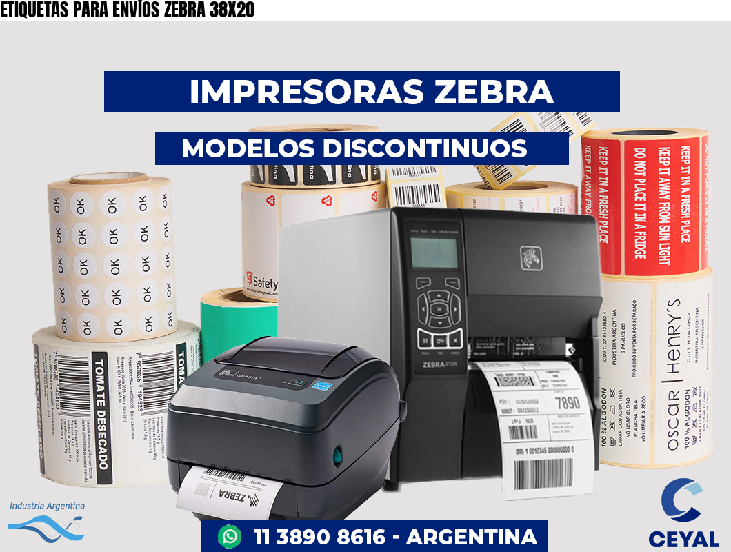 ETIQUETAS PARA ENVÍOS ZEBRA 38X20