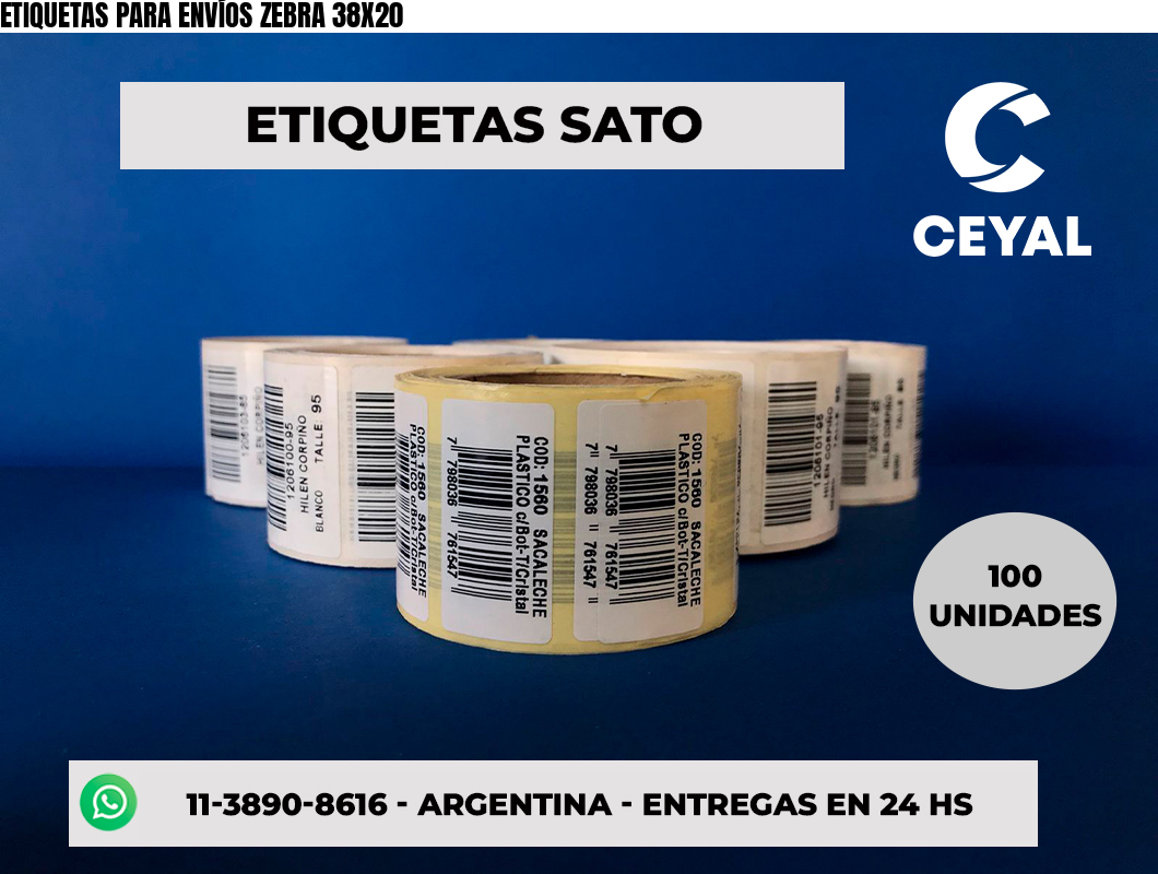 ETIQUETAS PARA ENVÍOS ZEBRA 38X20