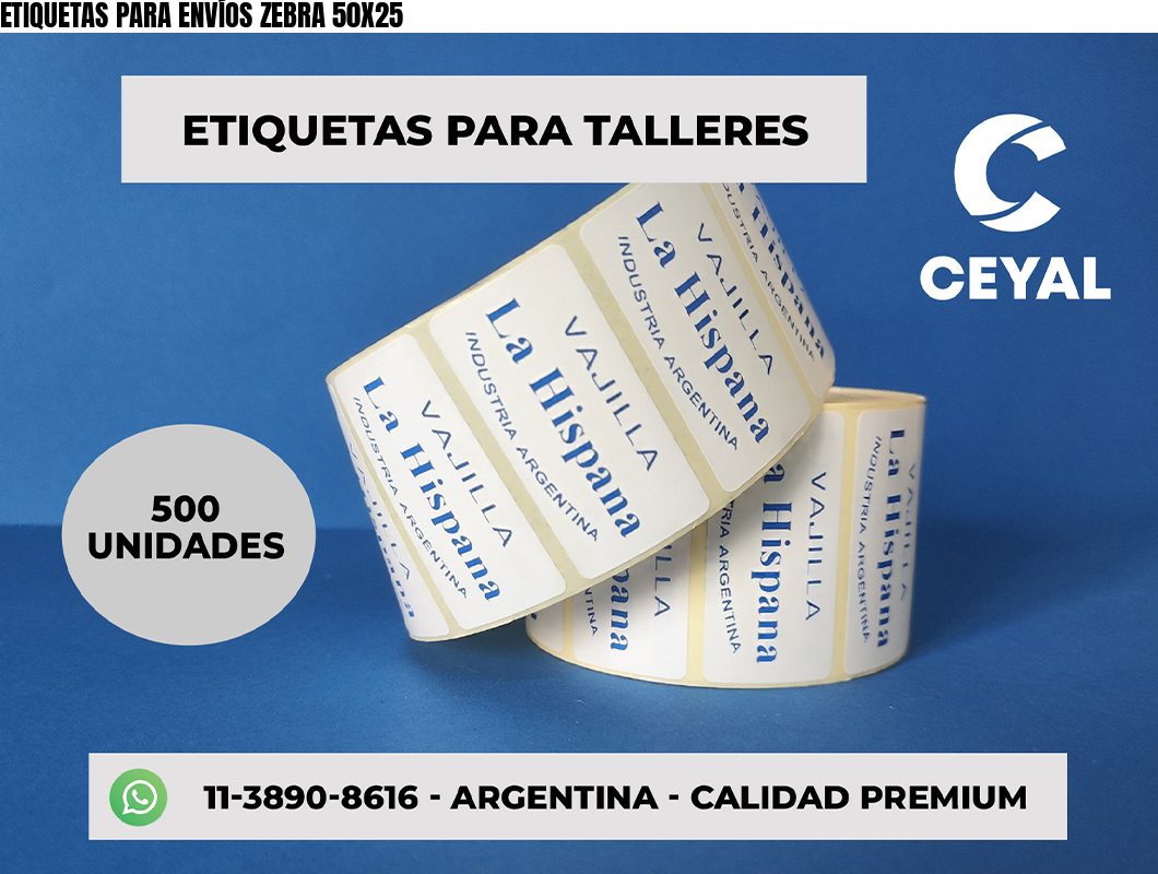 ETIQUETAS PARA ENVÍOS ZEBRA 50X25