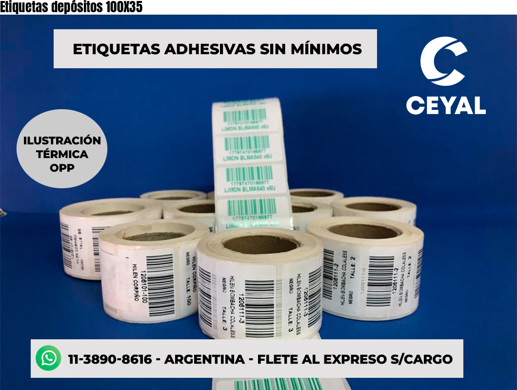 Etiquetas depósitos 100X35