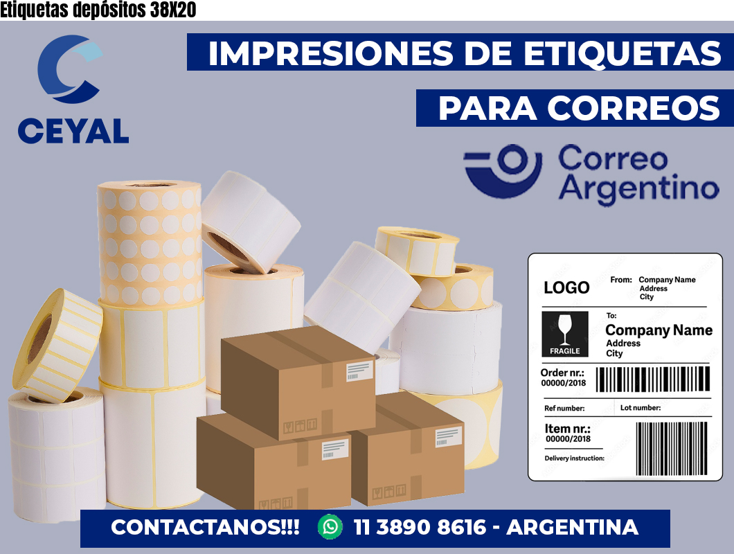 Etiquetas depósitos 38X20