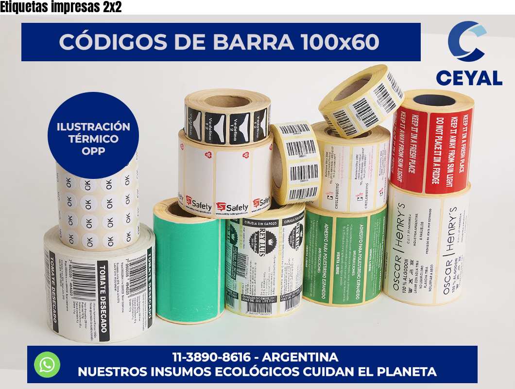 Etiquetas impresas 2×2